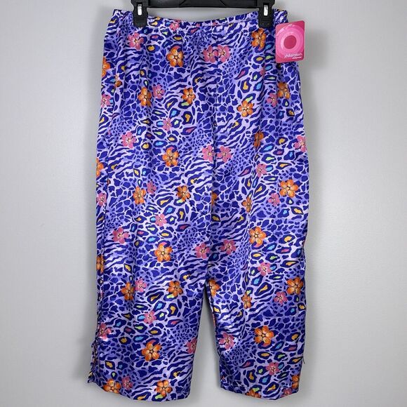 Vintage New Xhilaration 2001 Y2k Satin Pajama Pants Juniors XL Purple Animal NOS - Picture 1 of 8
